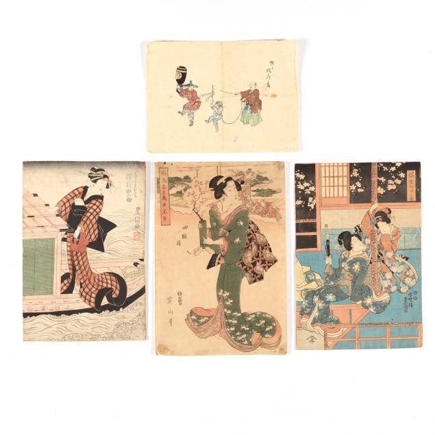 a-group-of-four-japanese-works-on-paper
