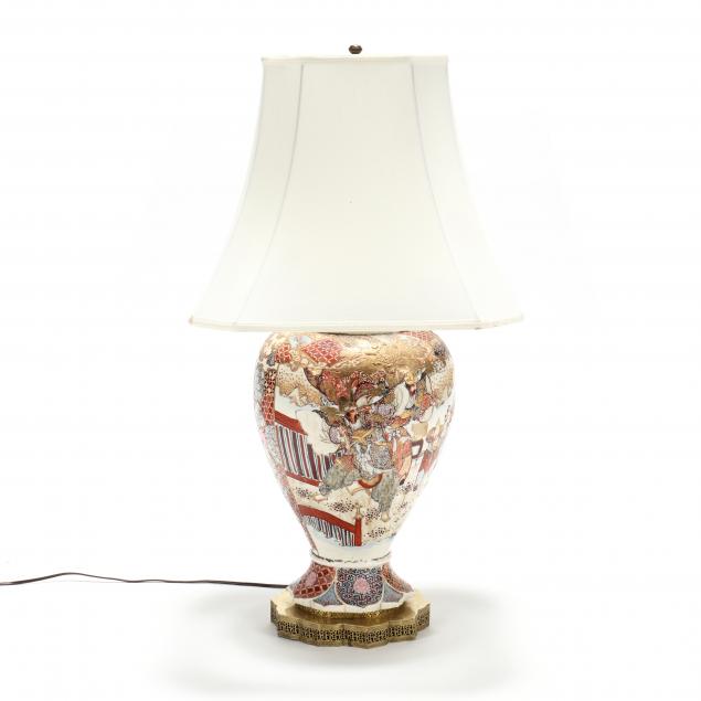 antique-satsuma-large-pottery-table-lamp
