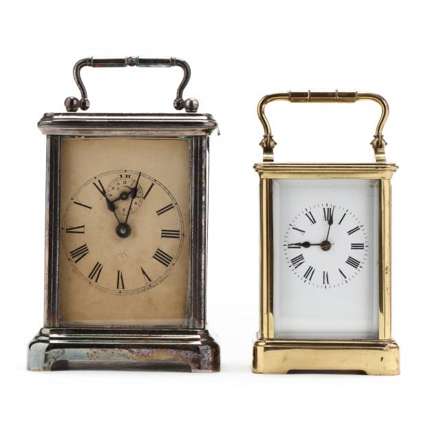 two-vintage-carriage-clocks