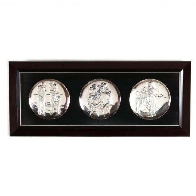 the-hamilton-mint-three-sterling-silver-picasso-tribute-plates