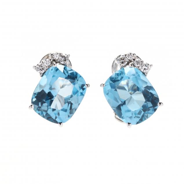 18KT White Gold, Blue Topaz, and Diamond Earrings, H. Stern (Lot 3095 ...