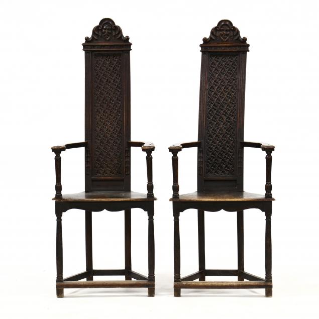 pair-of-william-and-mary-style-carved-tall-back-armchairs