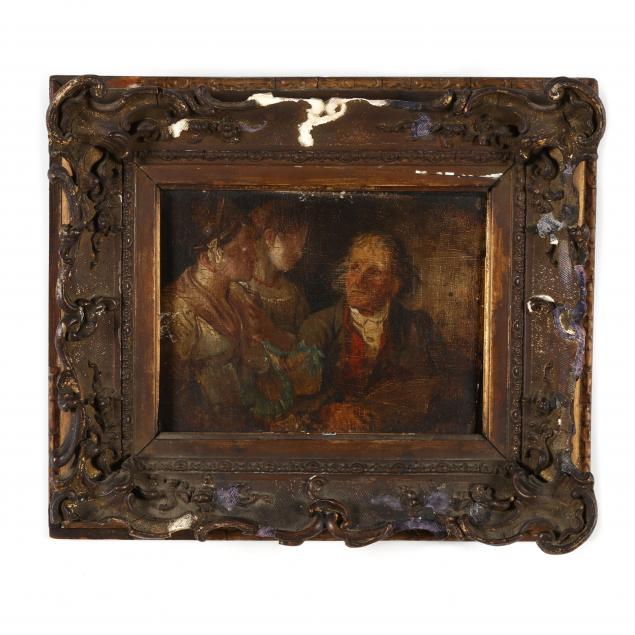 an-antique-french-school-painting-of-an-intimate-familial-genre-scene