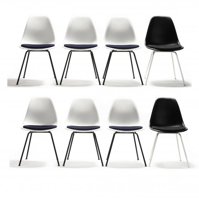 charles-and-ray-eames-set-of-eight-white-and-black-shell-chairs