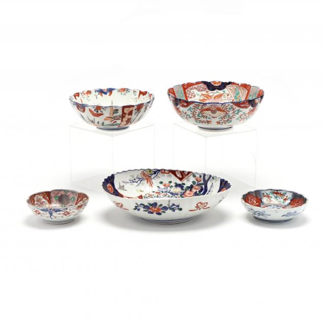a-selection-of-five-porcelain-imari-bowls
