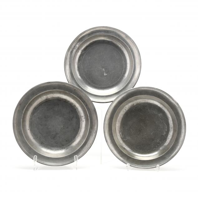 three-marked-early-american-pewter-plates