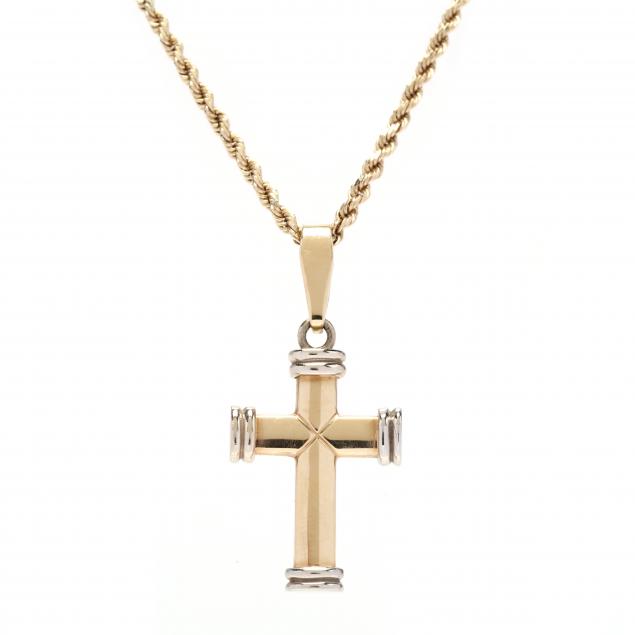 14kt-bi-color-gold-cross-necklace