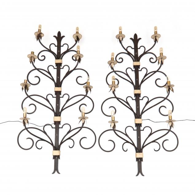 pair-of-large-iron-art-nouveau-lighted-wall-appliques