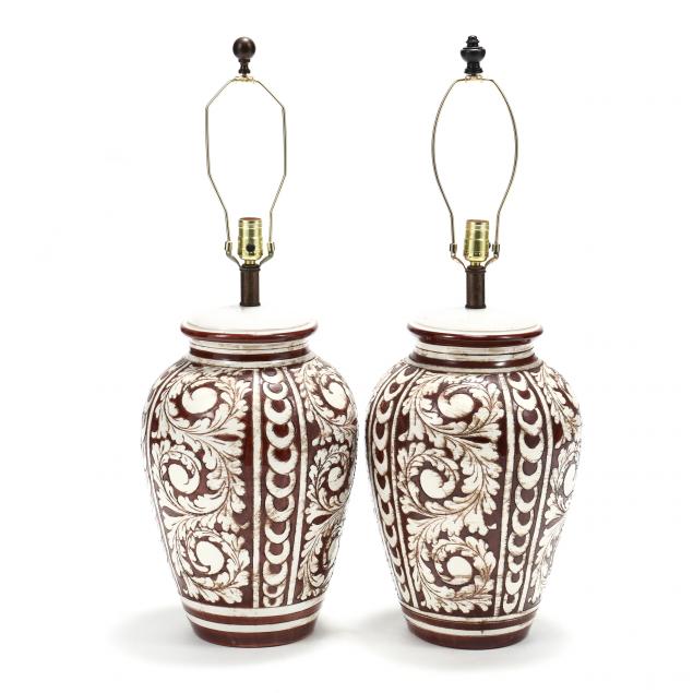 pair-of-italian-modern-large-pottery-table-lamps
