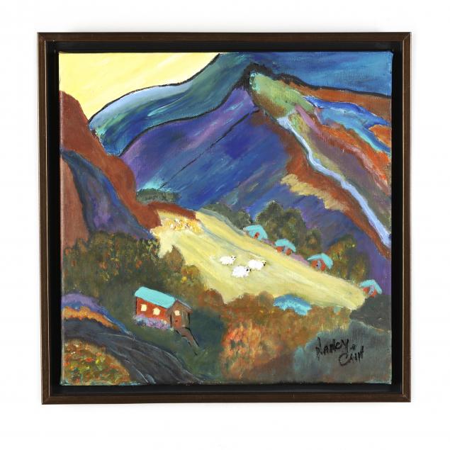contemporary-painting-of-sheep-in-mountain-pasture