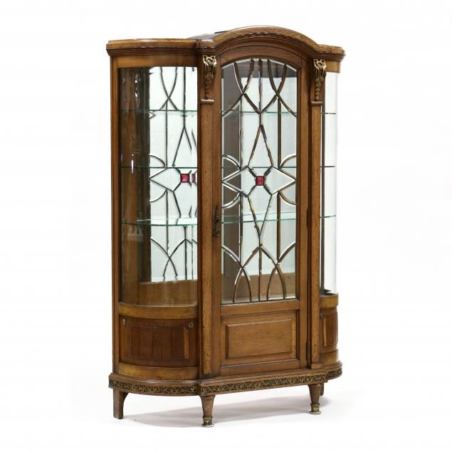 antique-french-oak-leaded-glass-vitrine