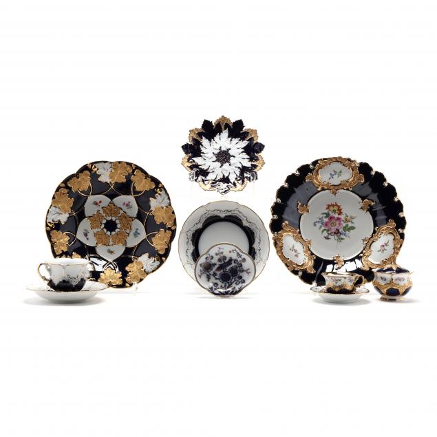 a-selection-of-ten-meissen-cobalt-and-gilt-decorated-porcelain