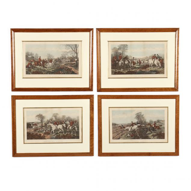 four-hand-colored-fox-hunting-prints