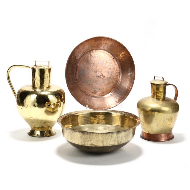 four-large-copper-and-brass-vessels