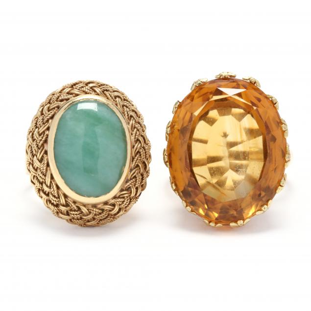 two-gold-and-gem-set-rings