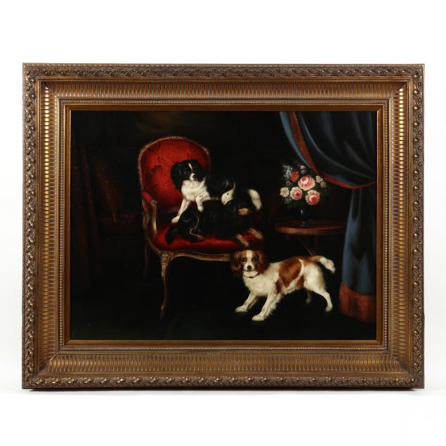 large-contemporary-decorative-painting-of-cavalier-king-charles-spaniels