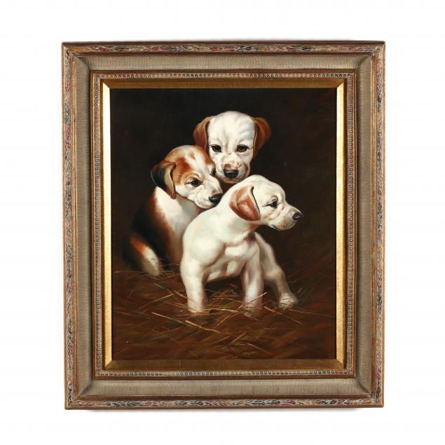 decorative-painting-of-three-hound-puppies