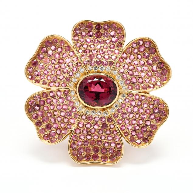18kt-gold-pink-tourmaline-pink-sapphire-and-diamond-brooch-pendant