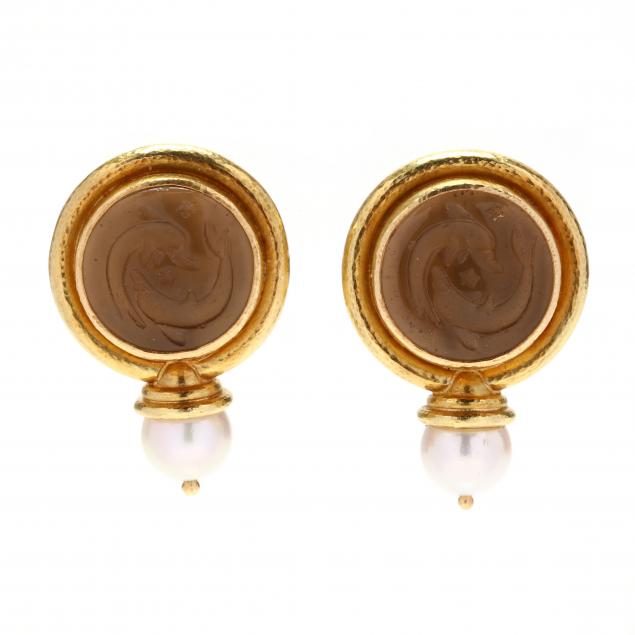 18kt-gold-venetian-glass-intaglio-and-pearl-earrings