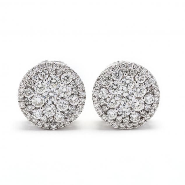 14kt-white-gold-and-diamond-cluster-earrings