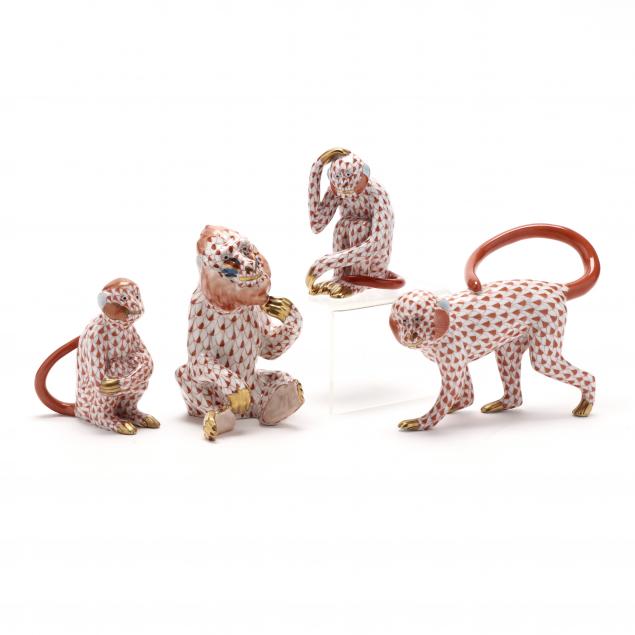 four-herend-porcelain-simians