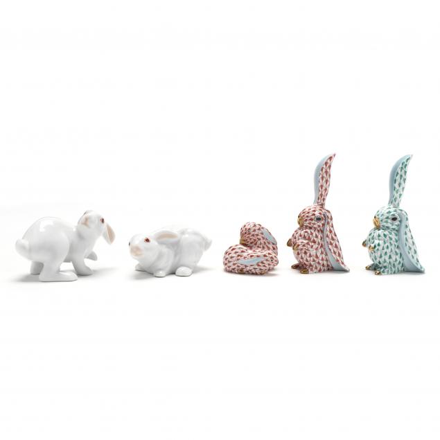 five-herend-porcelain-rabbits
