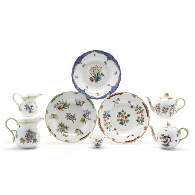 a-group-of-eight-herend-tableware-assorted-patterns