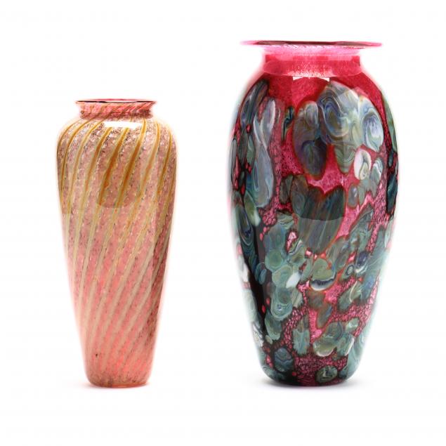two-handblown-art-glass-vases-signed