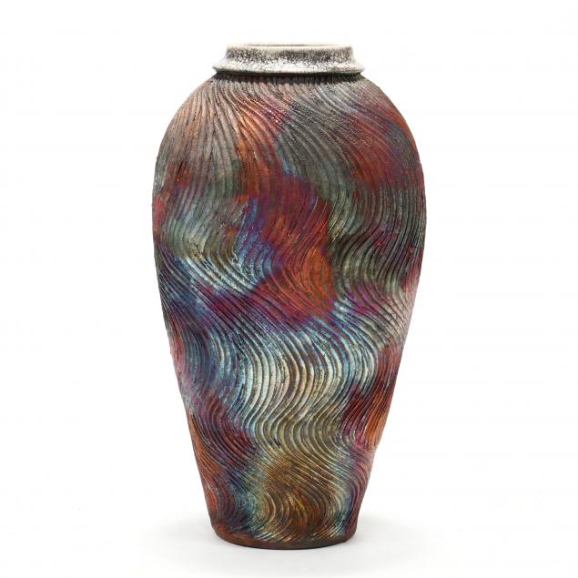 bruce-odell-la-tall-raku-ceramic-art-pottery-vase