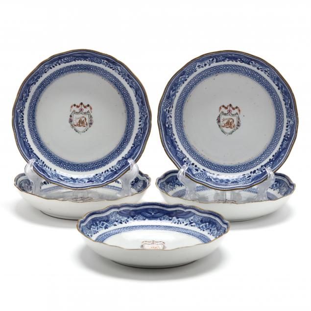 a-set-of-five-chinese-export-porcelain-armorial-crest-bowls