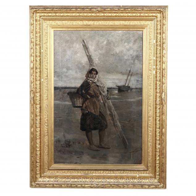 bror-thure-de-thulstrup-swedish-american-1848-1930-grisaille-painting-of-an-oyster-gatherer