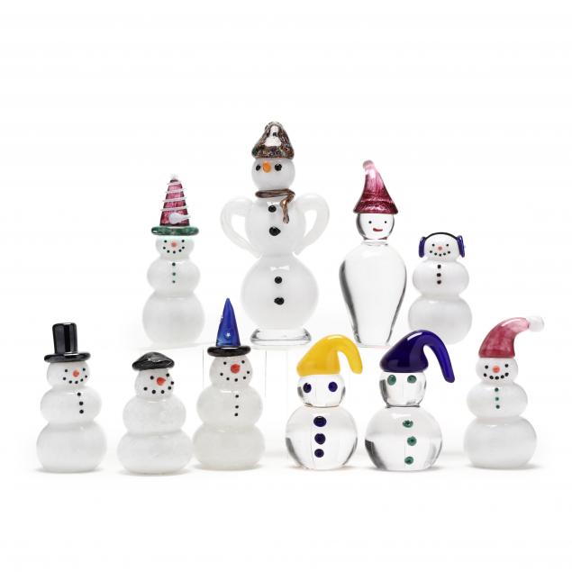 joe-rowand-s-collection-of-art-glass-snowmen