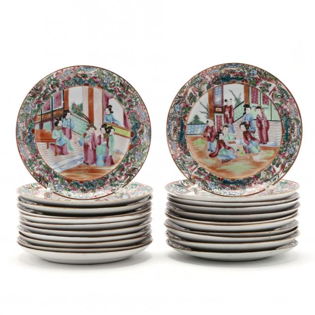 a-group-of-twenty-two-chinese-export-porcelain-rose-mandarin-plates