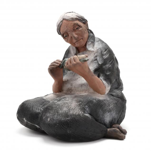 pottery-figure-woman-shucking-corn-karen-hoven