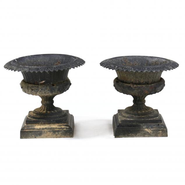 Two Antique Cast Iron Garden Urns, Signed (Lot 1489 - The Memorial Day