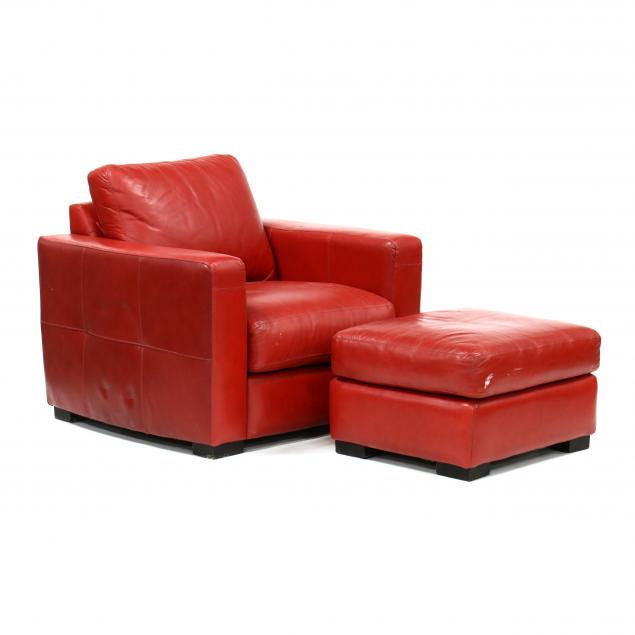 red-leather-club-chair-and-ottoman