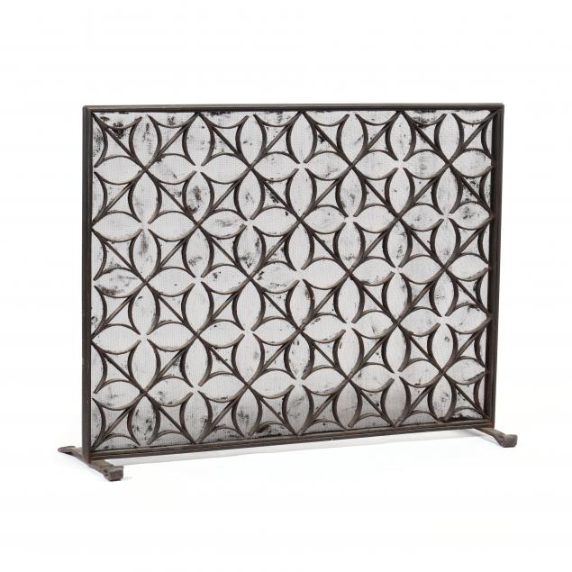 a-large-french-wrought-iron-architectural-antique-fire-screen