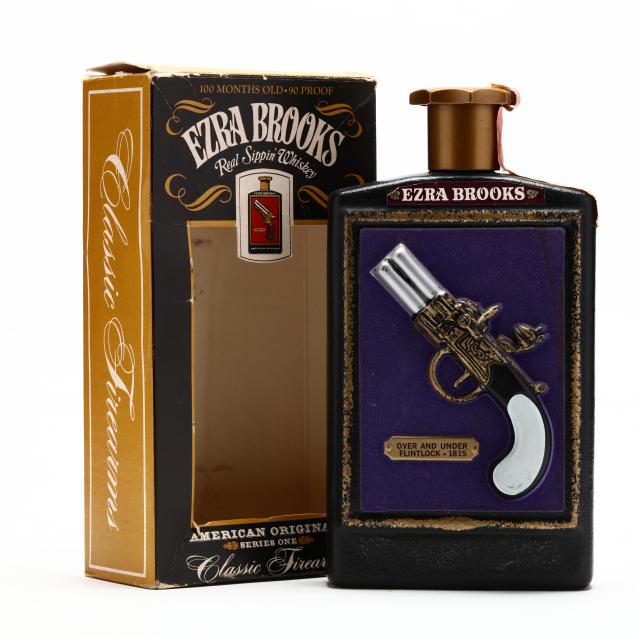 ezra-brooks-whiskey-in-over-and-under-flintlock-1815-decanter
