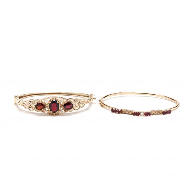 two-gold-and-gem-set-bangles