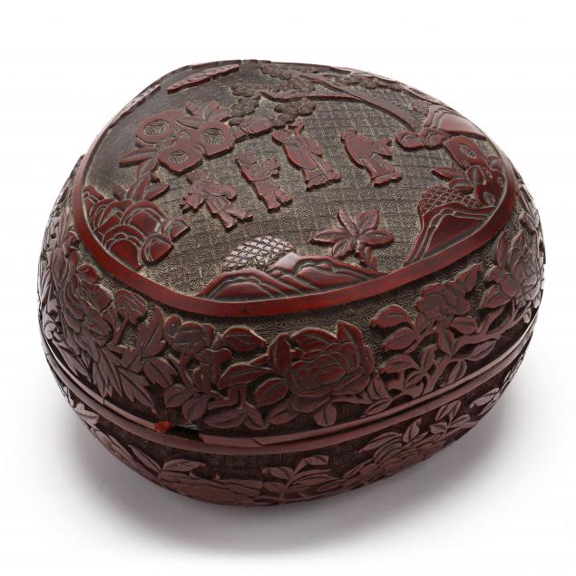 a-chinese-peach-shaped-carved-cinnabar-lacquer-box-and-cover