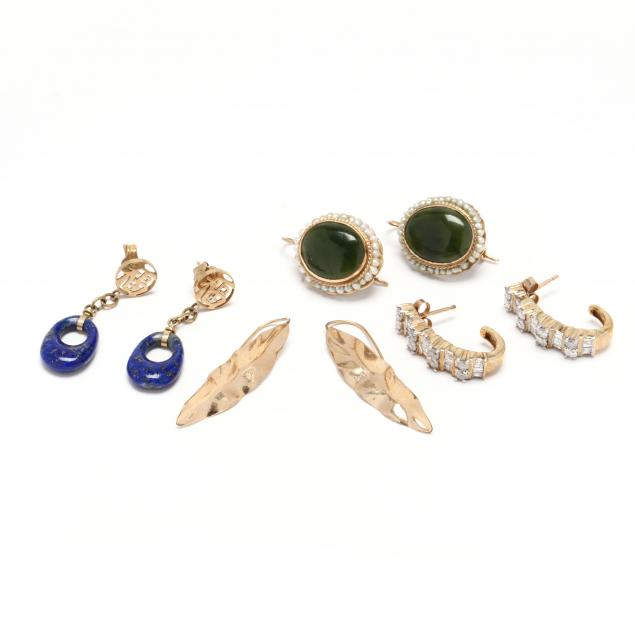 four-pairs-of-gold-earrings