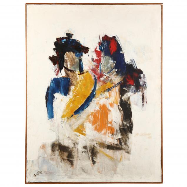 a-vintage-mid-century-painting-i-the-bullfighter-and-the-gendarme-i
