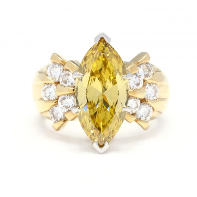 Gold, Treated Diamond, and Diamond Ring (Lot 54 - The Signature Winter ...