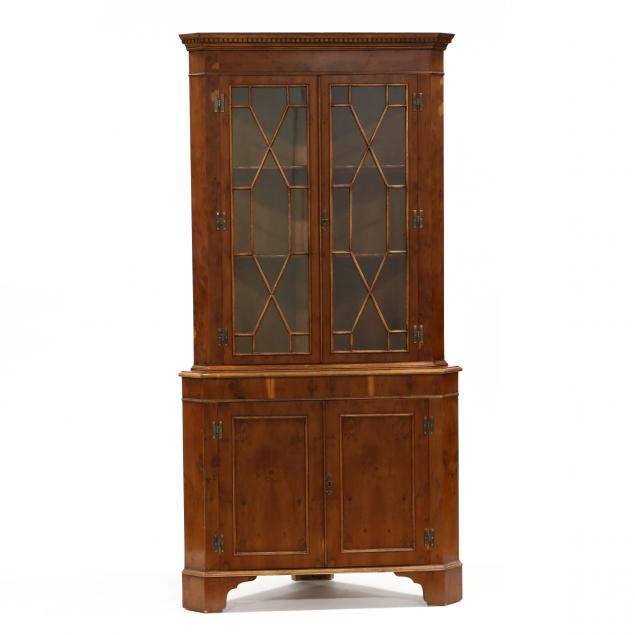 chippendale-style-diminutive-yew-wood-veneered-corner-cupboard
