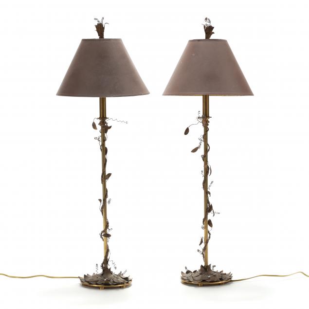 hart-associates-pair-of-brass-foliate-lamps
