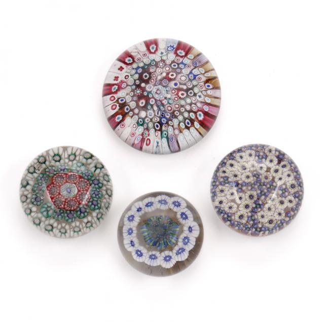 attributed-to-bristol-four-millefiori-paperweights