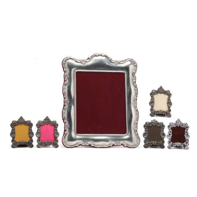 six-silver-and-pewter-picture-frames