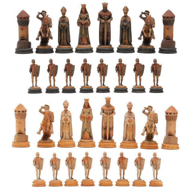 anri-carved-wood-medieval-themed-chess-set