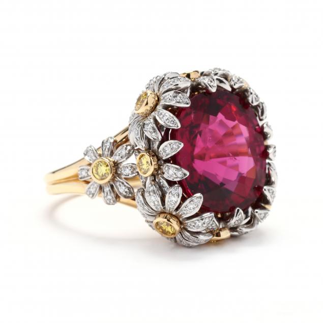 Gold, Platinum, and Rubellite Daisy Ring, Schlumberger for Tiffany & Co ...