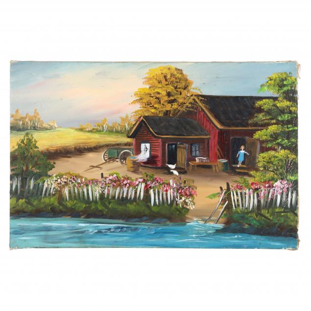 robert-ragan-nc-vintage-folky-painting-of-homestead-by-the-river